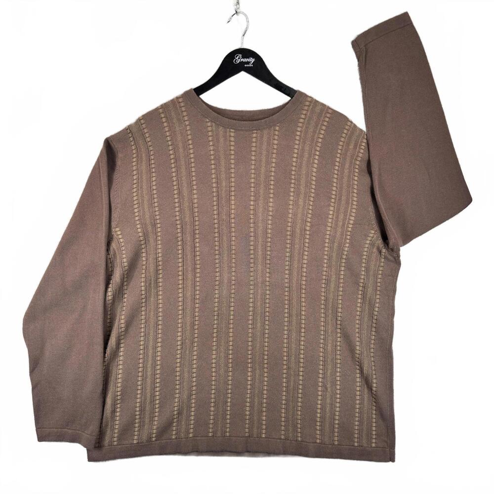 Cubavera Brown Textured Long Sleeve Sweater for Men XXL‎ Dadcore
